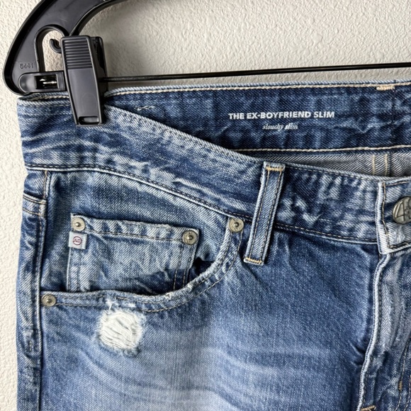 AG The Ex-Boyfriend Slouchy Slim Jean 19 Year Quilted Blue Mended Denim Women 29 - Picture 10 of 16